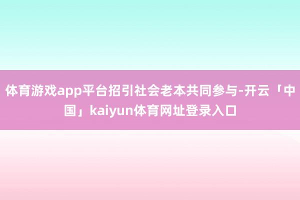 体育游戏app平台招引社会老本共同参与-开云「中国」kaiyun体育网址登录入口